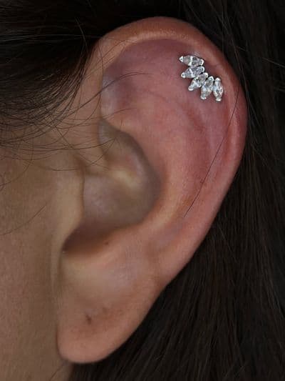 Helix Piercing | Threadless | 14k White Gold | Platinum Body Piercings, North Star Mall, San Antonio TX