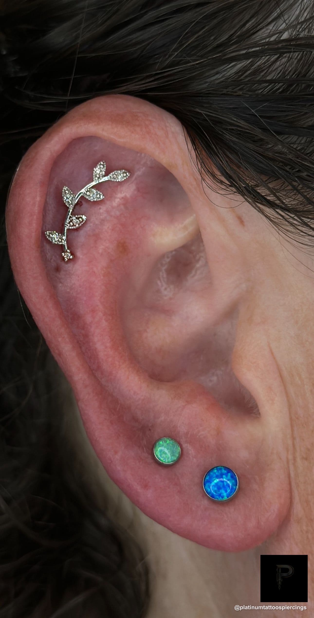 piercing Helix on the Right Ear by Noah at Platinum Tattoos & Piercings, San Antonio TX
