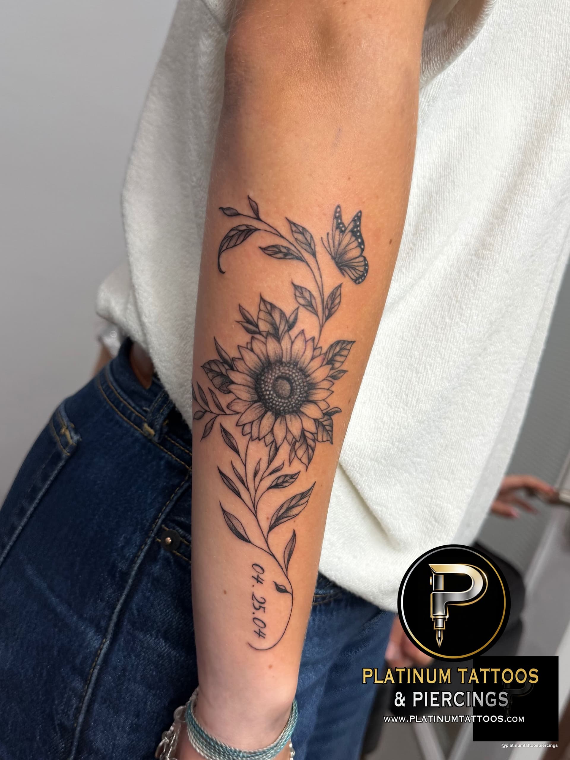 Blackwork tattoo on the forearm by Jerson at Platinum Tattoos & Piercings, San Antonio TX