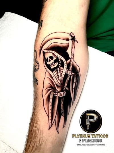Traditional tattoo on the forearm by Skar at Platinum Tattoos & Piercings, San Antonio TX