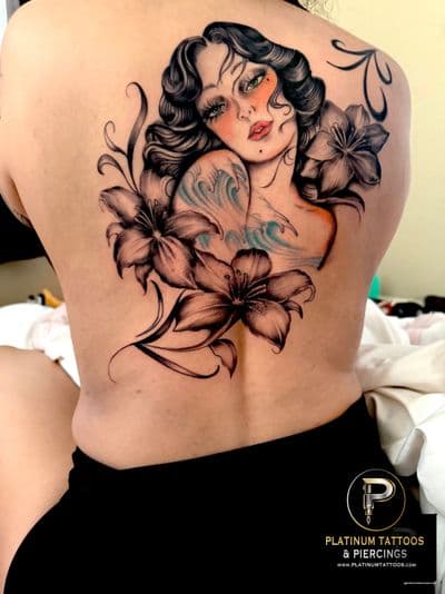 tattoo Black & Grey on the Back by Skar at Platinum Tattoos & Piercings, San Antonio TX